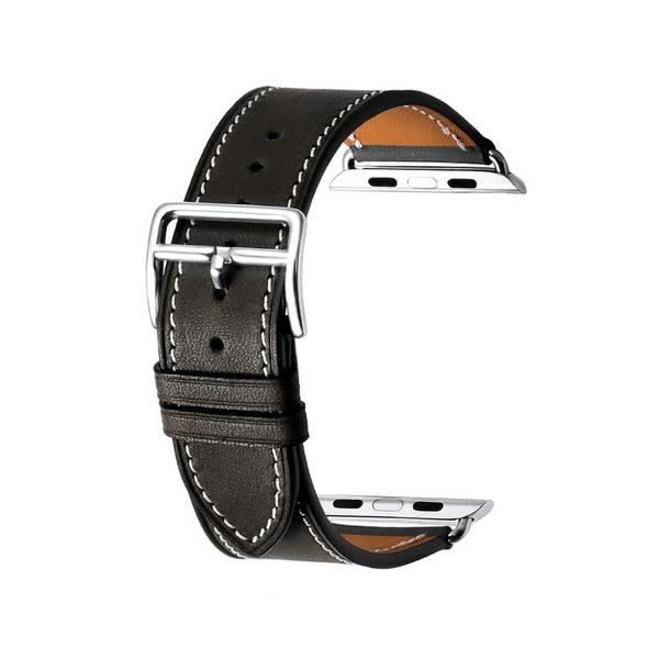 42mm zwart bruin lederen Horlogeband Watch Band voor Apple Watch