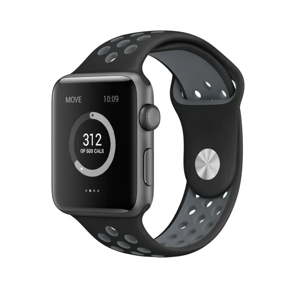 For Apple Watch Series 1 & Series 2 & Nike+ Sport Fashionable Classical Silicone Sport Watchband (Black + Grey) - Image 2