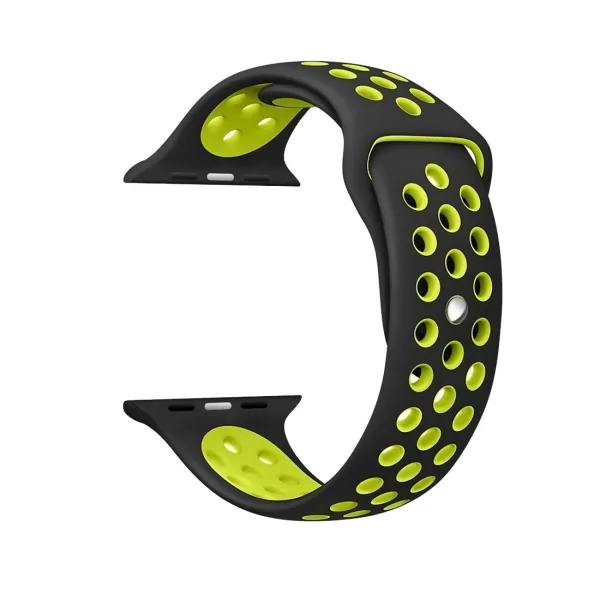 Az Apple Watch sorozat 1 & Sorozat 2 & Nike + Sport Divatos klasszikus Szilikon Sport Watchband (Fekete + Sárga) - Kép 3