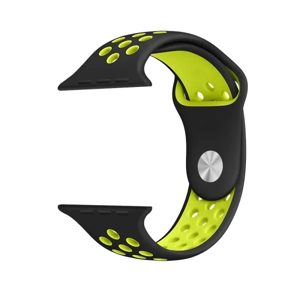 Az Apple Watch sorozat 1 & Sorozat 2 & Nike + Sport Divatos klasszikus Szilikon Sport Watchband (Fekete + Sárga) - Kép 4