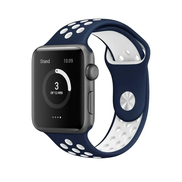 For Apple Watch Series 1 & Series 2 & Nike+ Sport Fashionable Classical Silicone Sport Watchband (Blue + White) - Image 2