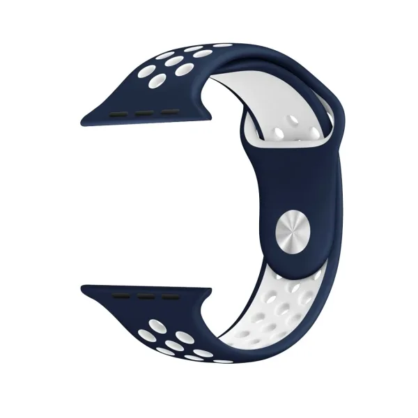 For Apple Watch Series 1 & Series 2 & Nike+ Sport Fashionable Classical Silicone Sport Watchband (Blue + White) - Image 4