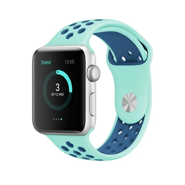 For Apple Watch Series 1 & Series 2 & Nike+ Sport Fashionable Classical Silicone Sport Watchband (Green + Blue) - Image 2