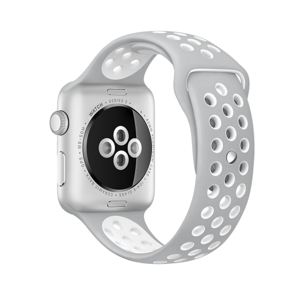 For Apple Watch Series 1 \u0026 Series 2 \u0026 Nike+ Sport Fashionable Classical  Silicone Sport Watchband (Grey + White) - WATCHBANDSMALL