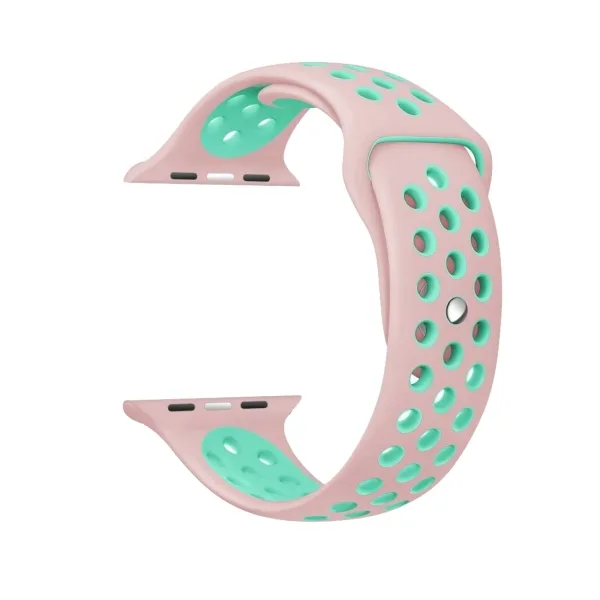 For Apple Watch Series 1 & Series 2 & Nike+ Sport Fashionable Classical Silicone Sport Watchband (Pink + Green) - Image 3
