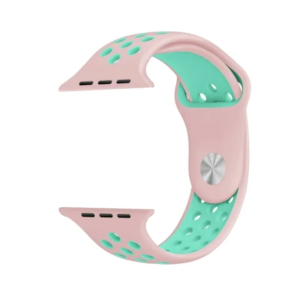 For Apple Watch Series 1 & Series 2 & Nike+ Sport Fashionable Classical Silicone Sport Watchband (Pink + Green) - Image 4