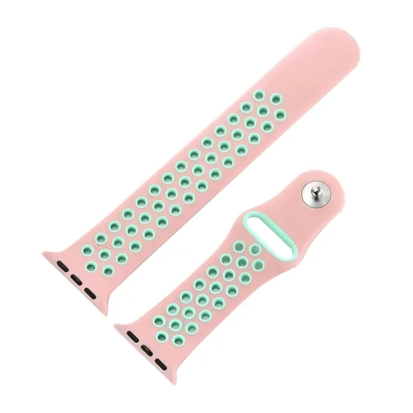For Apple Watch Series 1 & Series 2 & Nike+ Sport Fashionable Classical Silicone Sport Watchband (Pink + Green) - Image 5