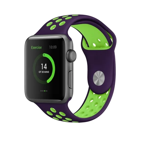 For Apple Watch Series 1 & Series 2 & Nike+ Sport Fashionable Classical Silicone Sport Watchband (Purple + Green) - Image 2