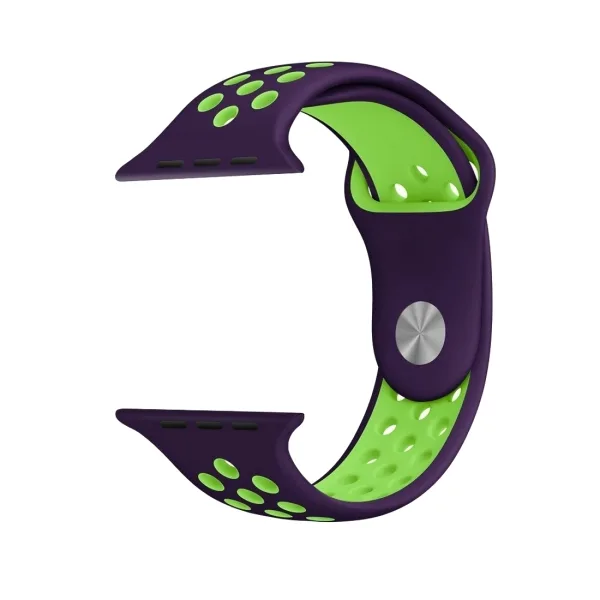 For Apple Watch Series 1 & Series 2 & Nike+ Sport Fashionable Classical Silicone Sport Watchband (Purple + Green) - Image 3