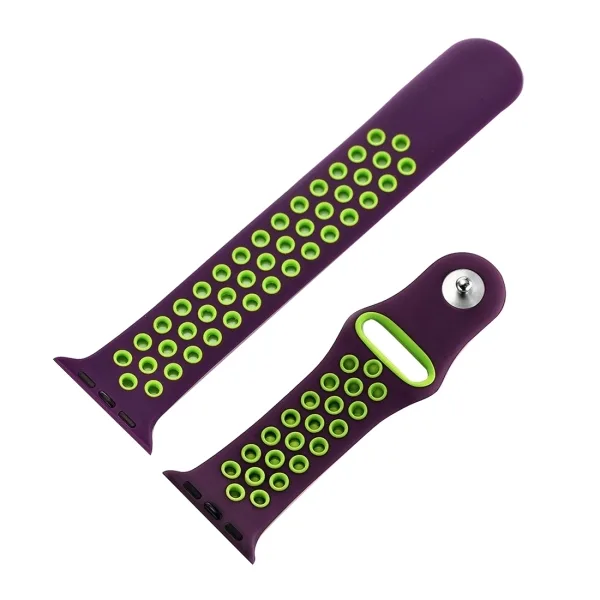 For Apple Watch Series 1 & Series 2 & Nike+ Sport Fashionable Classical Silicone Sport Watchband (Purple + Green) - Image 4