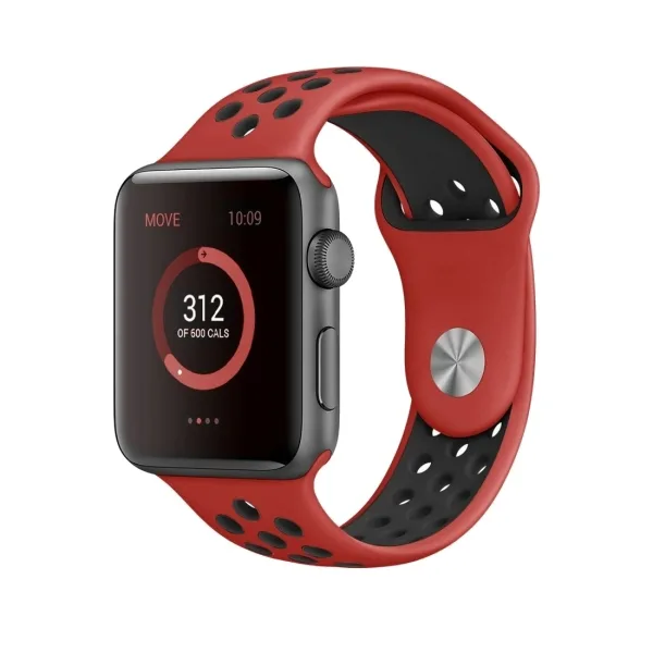 For Apple Watch Series 1 & Series 2 & Nike+ Sport Fashionable Classical Silicone Sport Watchband (Red + Black) - Image 2