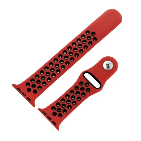 For Apple Watch Series 1 & Series 2 & Nike+ Sport Fashionable Classical Silicone Sport Watchband (Red + Black) - Image 5