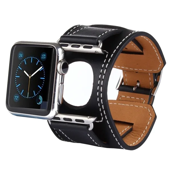Kakapi Bracelet Style Metal Buckle Cowhide Leather Watchband with Connector for Apple Watch 42mm Series 1 2 3 - Image 2