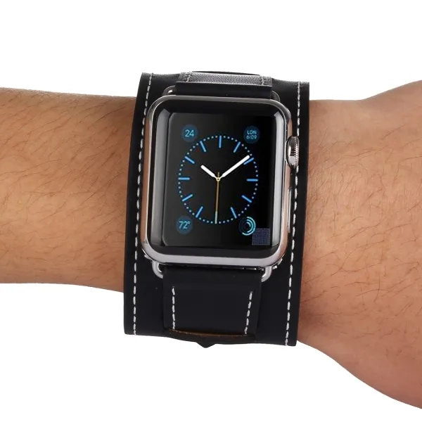 Kakapi Bracelet Style Metal Buckle Cowhide Leather Watchband with Connector for Apple Watch 42mm Series 1 2 3 - Image 3