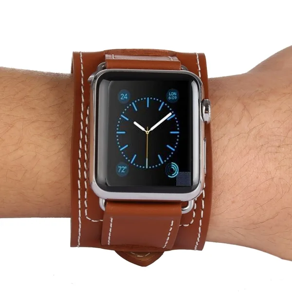Kakapi Bracelet Style Metal Buckle Cowhide Leather Watchband with Connector for Apple Watch 42mm Series 1 2 3 - Image 9