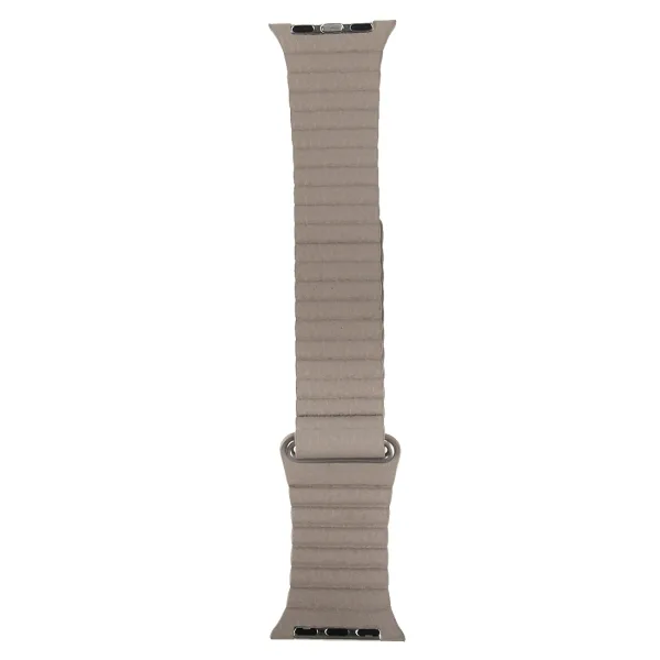 For Apple Watch 1 2 3 Sport Loop Magnetic Closure Clasp PU Leather Watchband Apple Watch Straps (Khaki) - Image 3