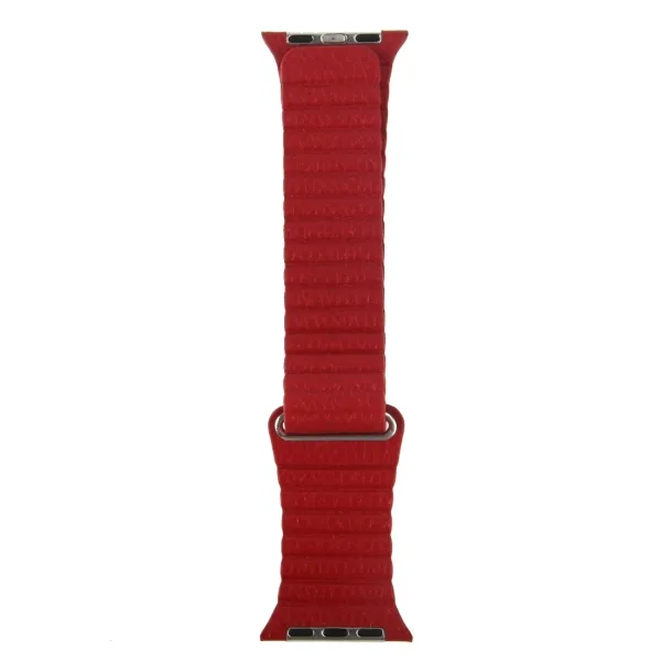 For Apple Watch 1 2 3 Sport Loop Magnetic Closure Clasp PU Leather Watchband Apple Watch Straps (Red) - Image 3