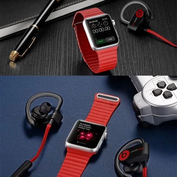 For Apple Watch 1 2 3 Sport Loop Magnetic Closure Clasp PU Leather Watchband Apple Watch Straps (Red) - Image 4