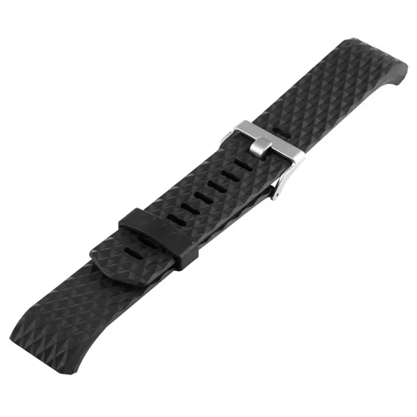 Fitbit Charge 2 Bands Replacement Sport Strap Accessories with Diamond Texture TPU Watchband Full 23cm (Black) - Image 3
