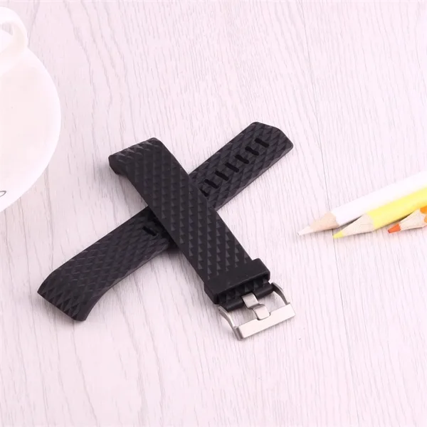 Fitbit Charge 2 Bands Replacement Sport Strap Accessories with Diamond Texture TPU Watchband Full 23cm (Black) - Image 7
