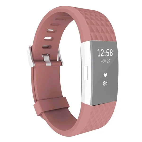 Fitbit Charge 2 Bands Replacement Sport Strap Accessories with Diamond Texture TPU Watchband (Coffee)