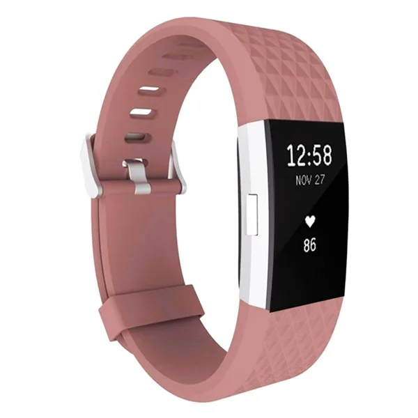 Fitbit Charge 2 Bands Replacement Sport Strap Accessories with Diamond Texture TPU Watchband (Coffee) - Image 2