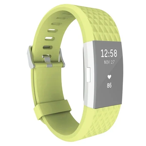 Fitbit Charge 2 Bands Replacement Sport Strap Accessories with Diamond Texture TPU Watchband (Green)