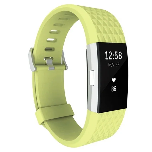 Fitbit Charge 2 Bands Replacement Sport Strap Accessories with Diamond Texture TPU Watchband (Green) - Image 3