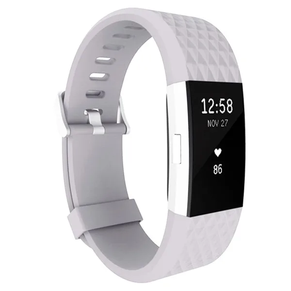 Fitbit Charge 2 Bands Replacement Sport Strap Accessories with Diamond Texture TPU Watchband (Grey) - Image 3