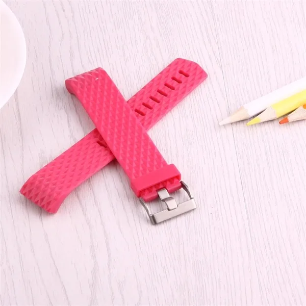 Fitbit Charge 2 Bands Replacement Sport Strap Accessories with Diamond Texture TPU Watchband (Magenta) - Image 7