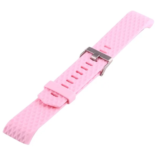 Fitbit Charge 2 Bands Replacement Sport Strap Accessories with Diamond Texture TPU Watchband (Pink) - Image 4