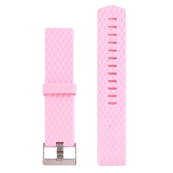 Fitbit Charge 2 Bands Replacement Sport Strap Accessories with Diamond Texture TPU Watchband (Pink) - Image 5
