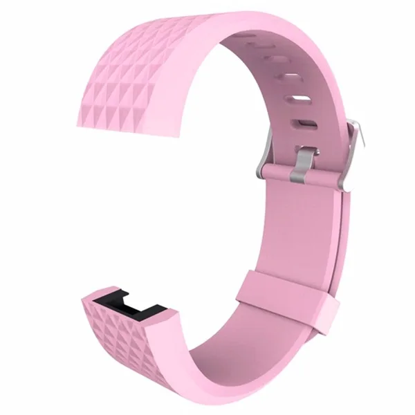 Fitbit Charge 2 Bands Replacement Sport Strap Accessories with Diamond Texture TPU Watchband (Pink) - Image 6