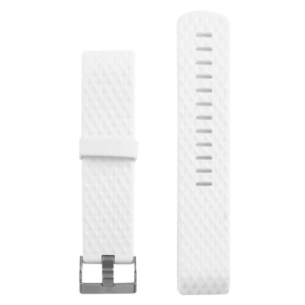 Fitbit Charge 2 Bands Replacement Sport Strap Accessories with Diamond Texture TPU Watchband (White) - Image 4