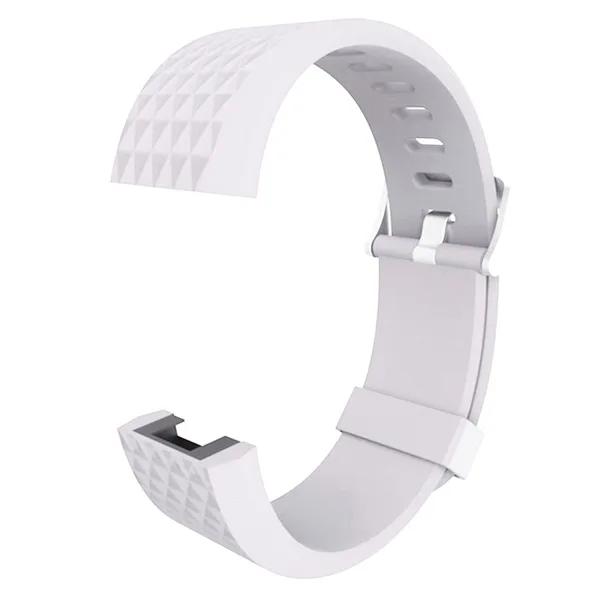 Fitbit Charge 2 Bands Replacement Sport Strap Accessories with Diamond Texture TPU Watchband (White) - Image 5