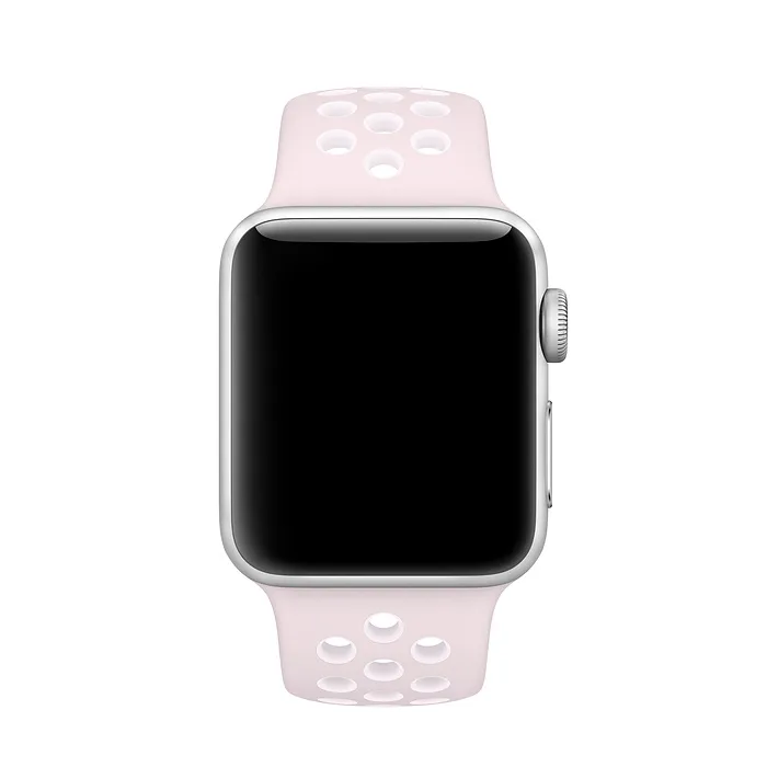 Apple Watch Band Perforated Sport Wristband Fluoroelastomer Strap - Barely Rose/Pearl Pink - Image 4