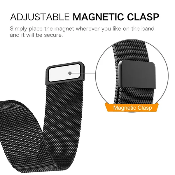 Gear S3 Frontier / Classic Watch Band Milanese Loop Justerbar Stainless Steel handrem Band - Svart - Bild 2