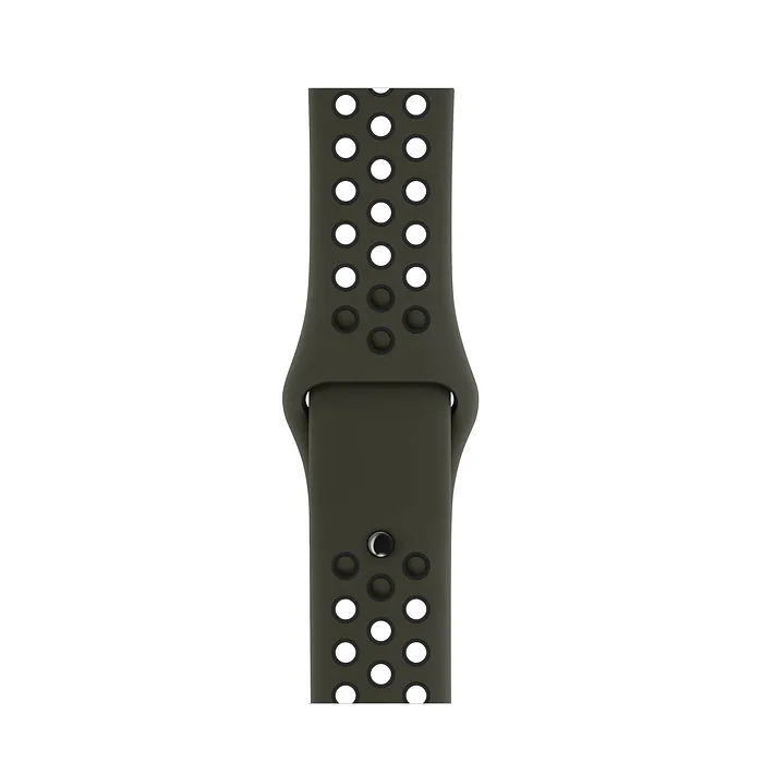 Apple Watch Band Perforated Sport Wristband Fluoroelastomer Strap - Cargo Khaki/Black - Image 4
