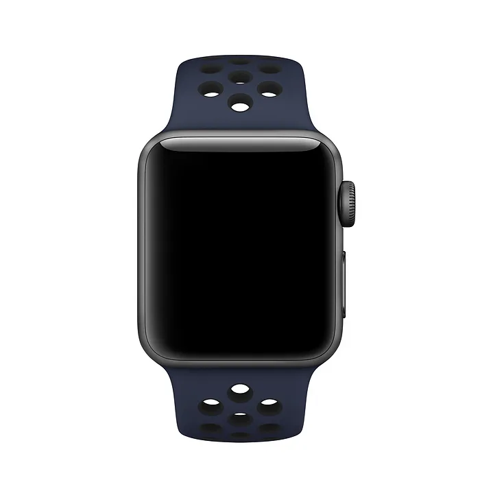 Apple Watch Band Perforated Sport Wristband Fluoroelastomer Strap - Obsidian/Black - Image 3