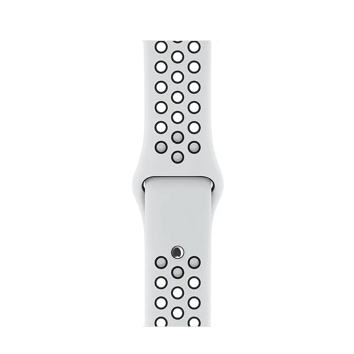 Apple Watch Band Perforated Sport Wristband Fluoroelastomer Strap - Pure Platinum/Black - Image 3