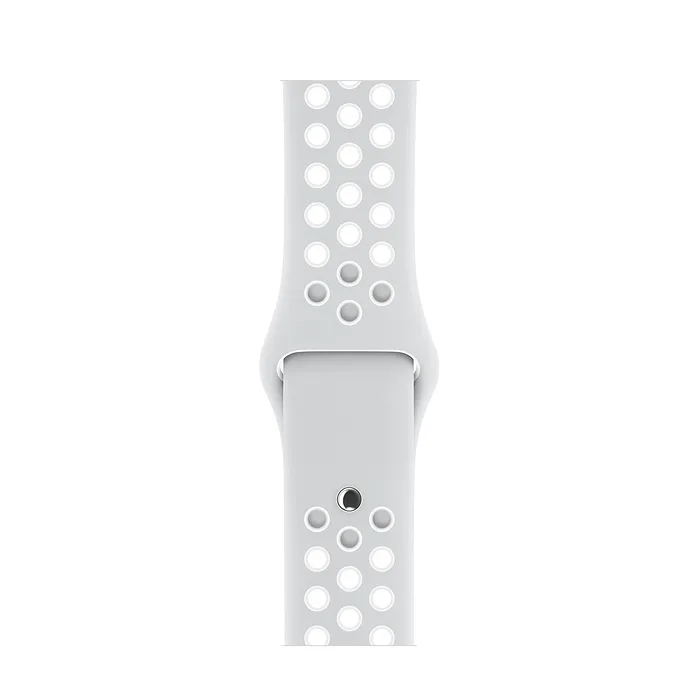Apple Watch Band Perforated Sport Wristband Fluoroelastomer Strap - Pure Platinum/White - Image 4