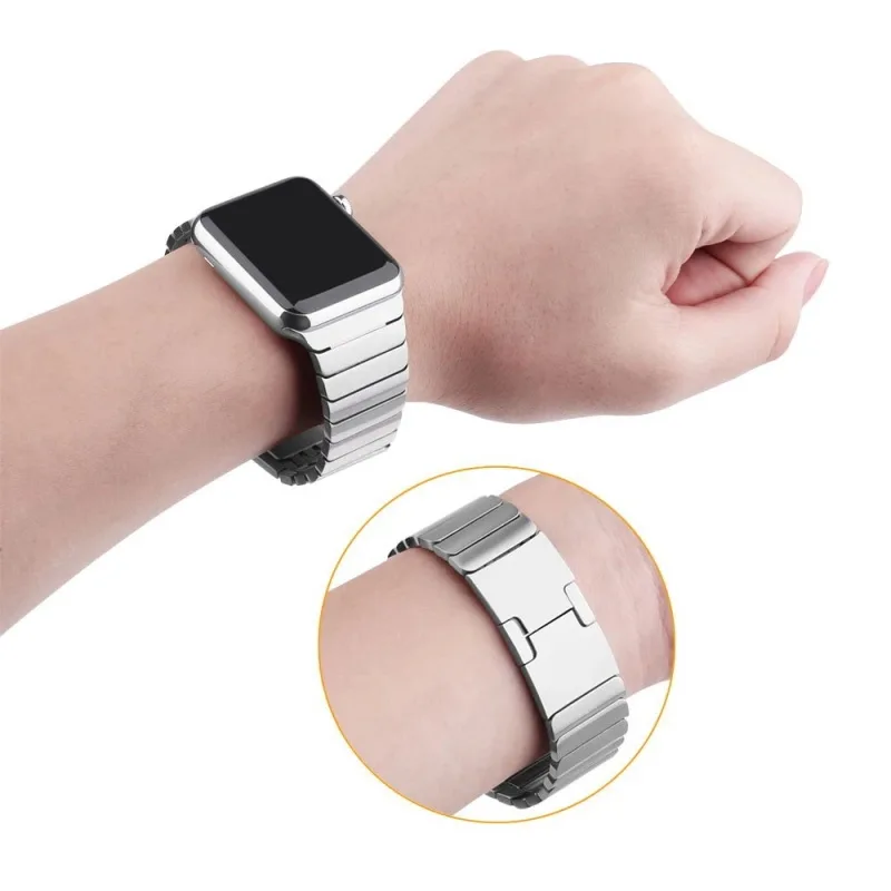 Apple Watch Link Bracelet Bands Luxury Stainless Steel Straps with Metal Custom Butterfly Closure for iWatch Series 4 - Image 4