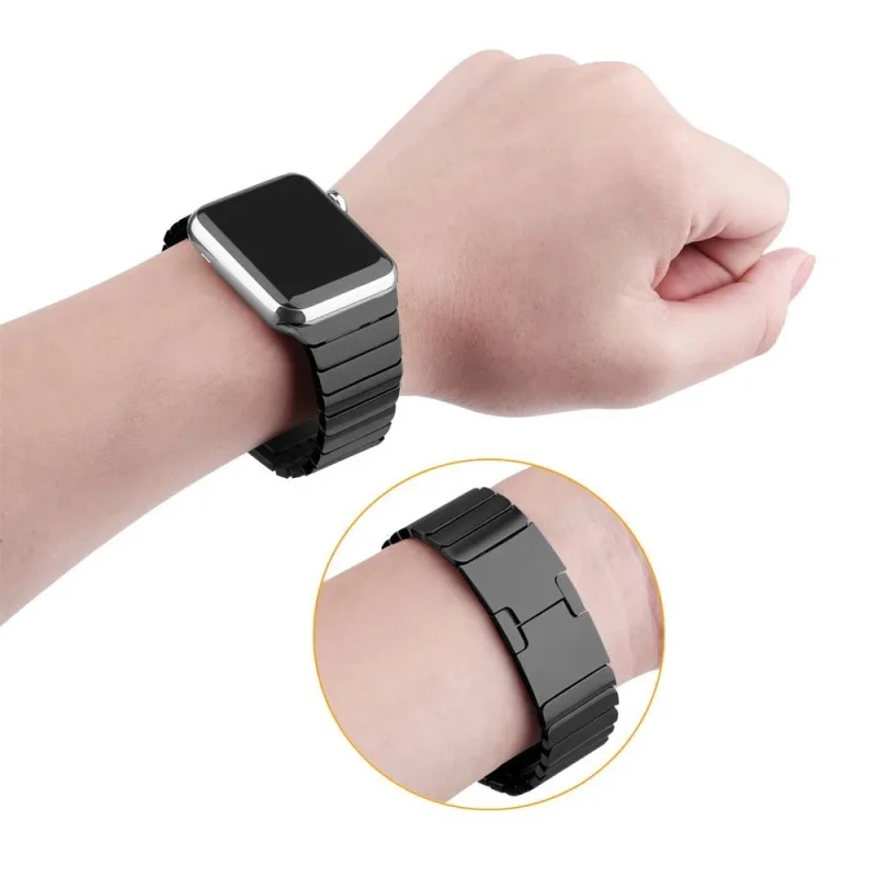 Apple Watch Link Bracelet Bands Luxury Stainless Steel Straps with Metal Custom Butterfly Closure for iWatch Series 4 - Image 3