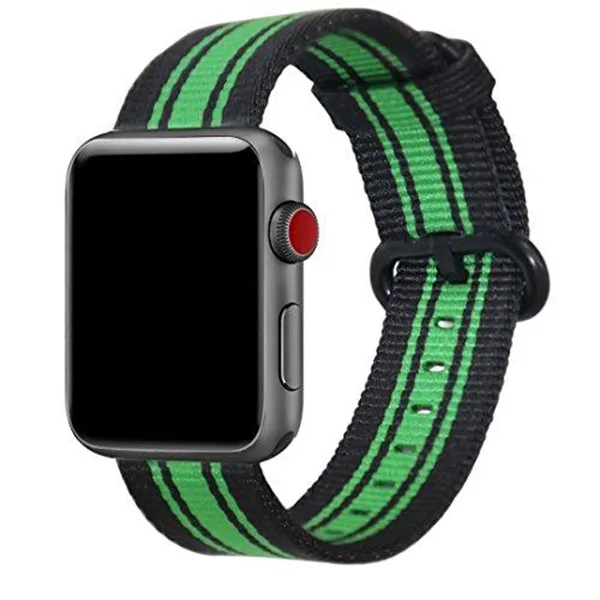 Apple Watch Woven Nylon Band (38mm/42mm, Black/Green)