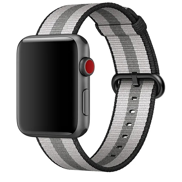 Apple Watch Woven Nylon Band (38mm/42mm, Black Stripe)