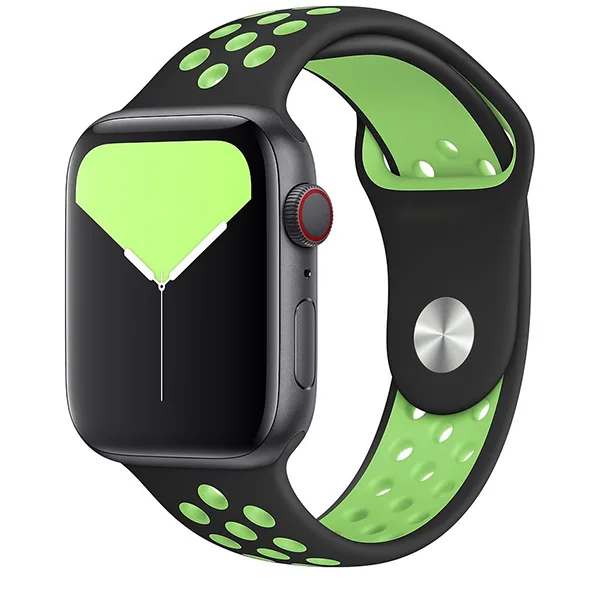 Bracelet en silicone perforé Apple Watch Sport Band (40mm / 44 mm, Noir / Lime Blast)
