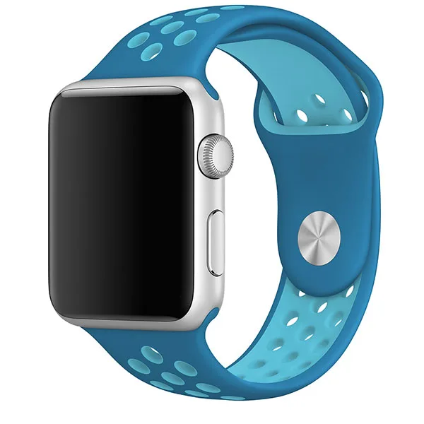 Apple Watch Sport Band Perforated Silicone Strap (40mm/44mm, Blue Orbit/Gamma Blue)