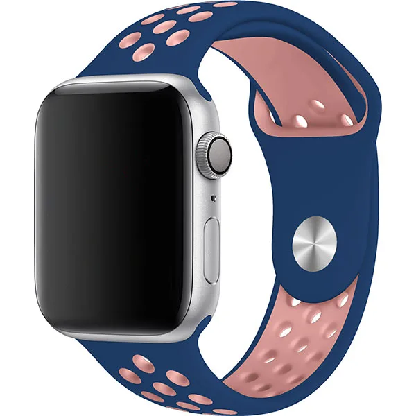 Apple Watch Sport Band Perforated Silicone Strap (40mm/44mm, Cobalt Blue/Pink)