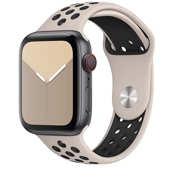 Перфорированный силиконовый ремешок для Apple Watch Sport Band (40мм / 44мм, Песок пустыни / Черный)