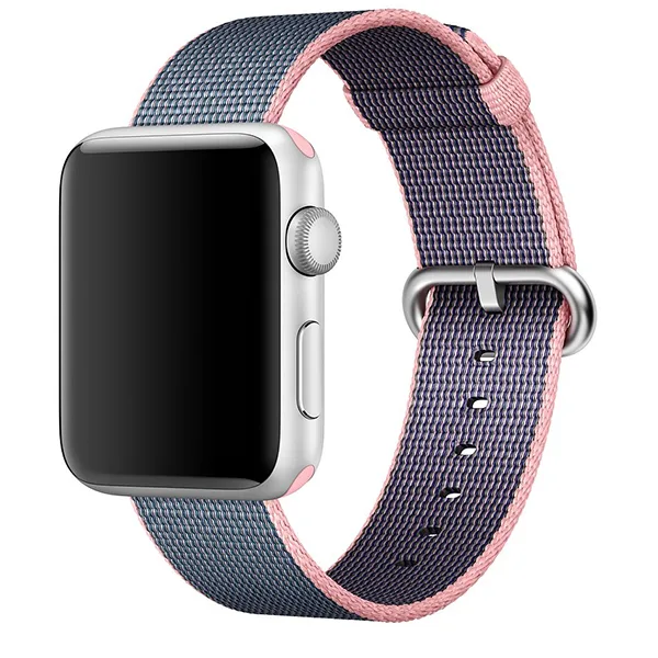 Apple Watch Woven Nylon Band (38mm/42mm, Light Pink/Midnight Blue)